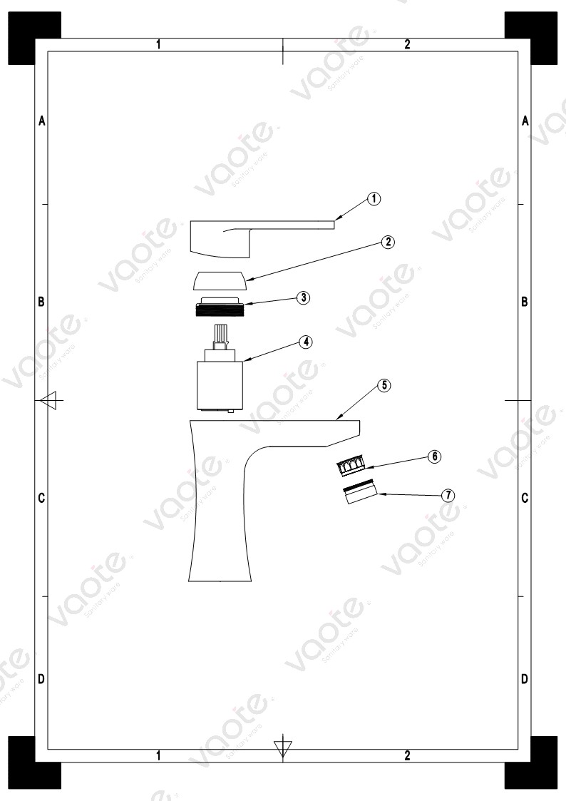 single lever brass material ceramic cartridge wash basin mixer faucet structure