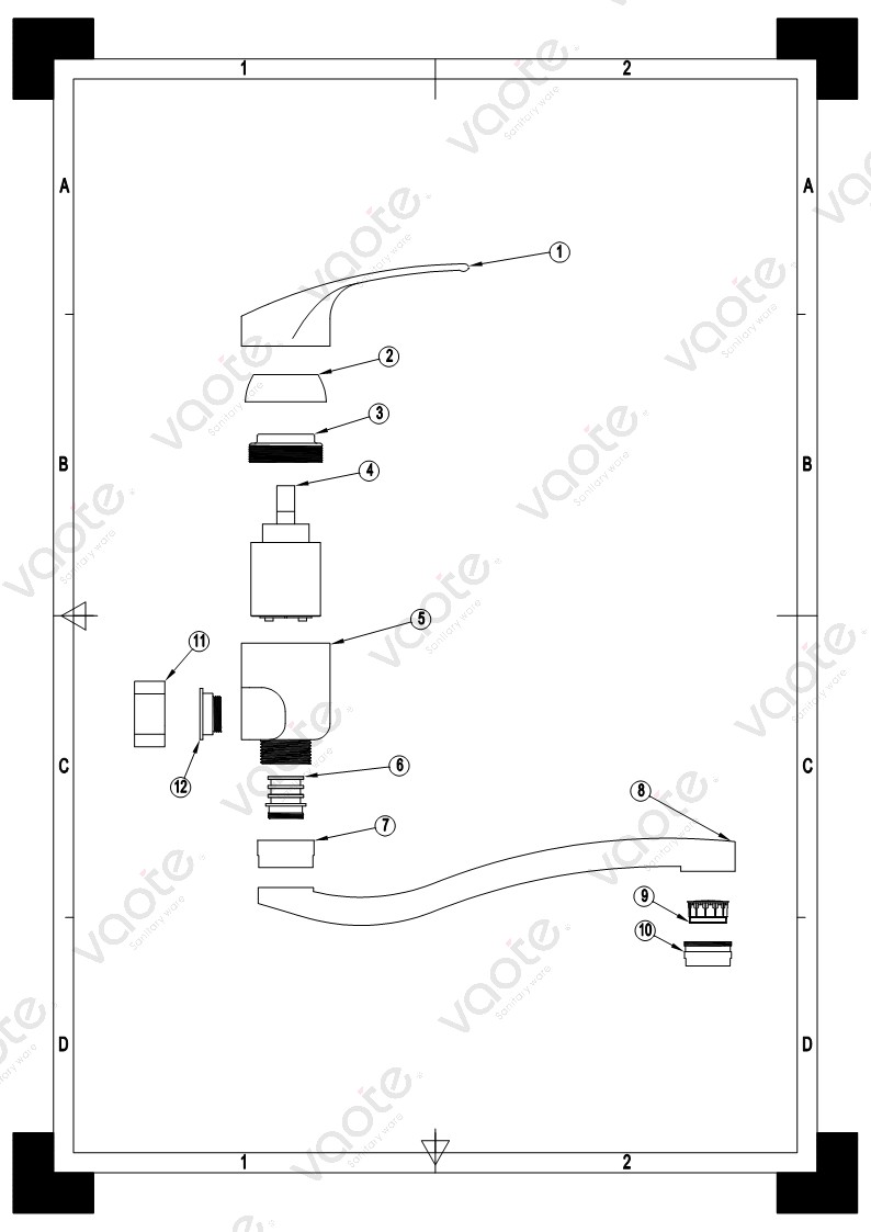 brass material wall mounted kitchen faucet mxer structure