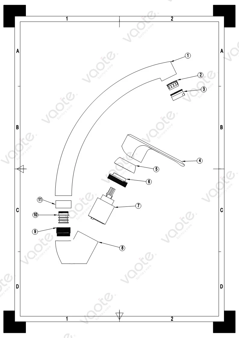 VT15706 brass material high quality sink mixer faucet structure