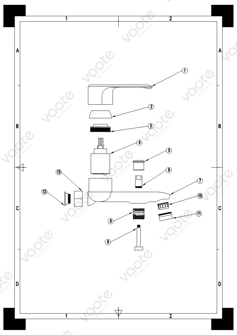 VT15701 bath mixer bathroom faucet sanitary ware ceramic cartridge brass body structure