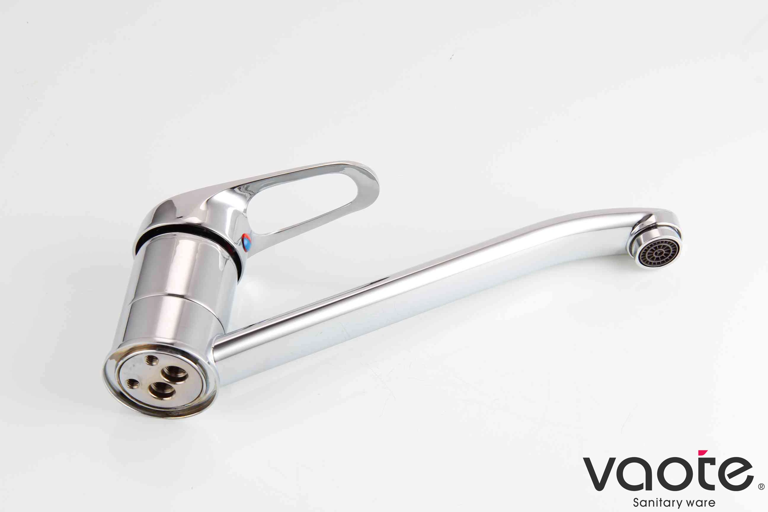 single lever deck mounted brass body kitchen mixer