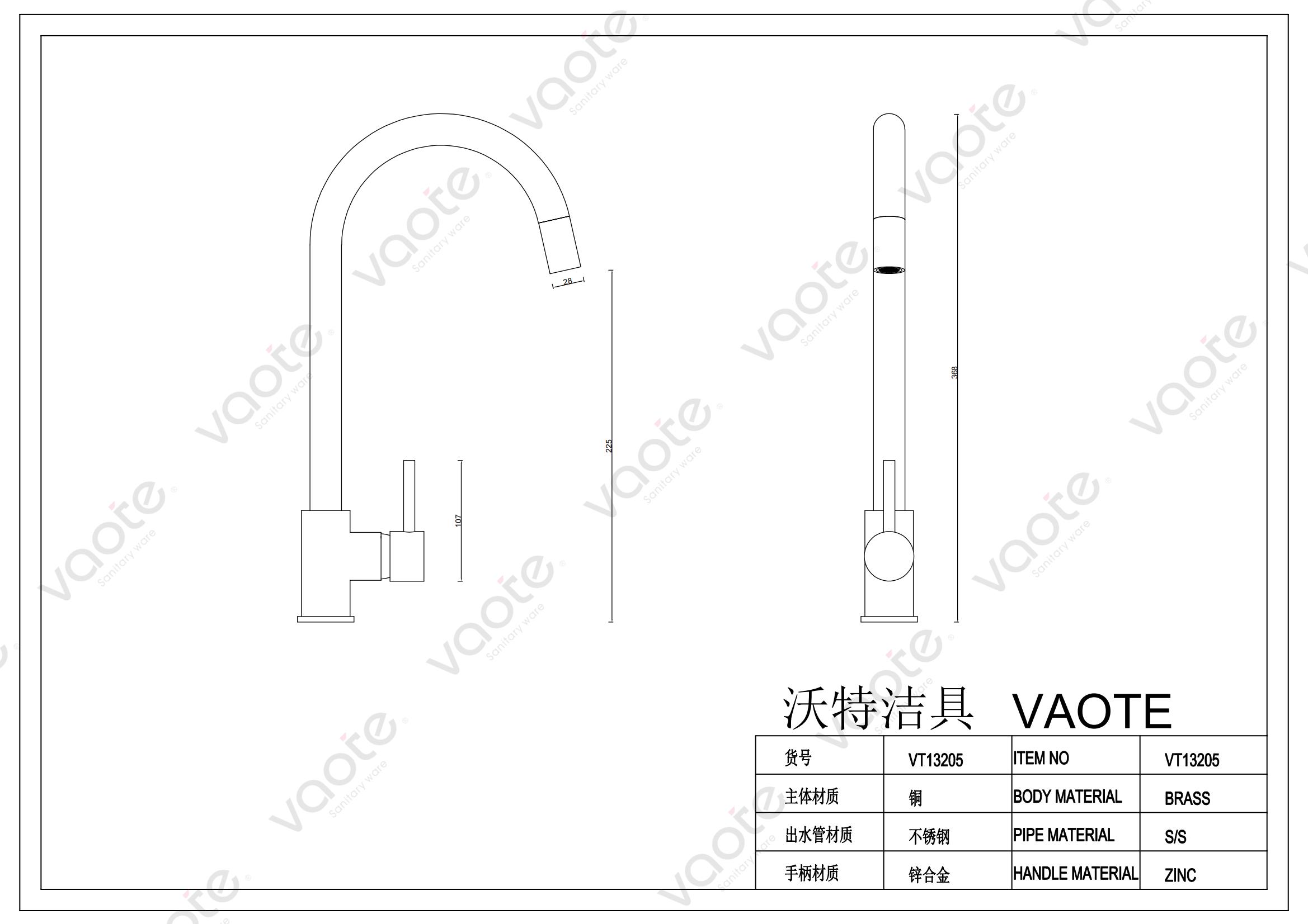 the structure of sanitary ware kitchen mixer