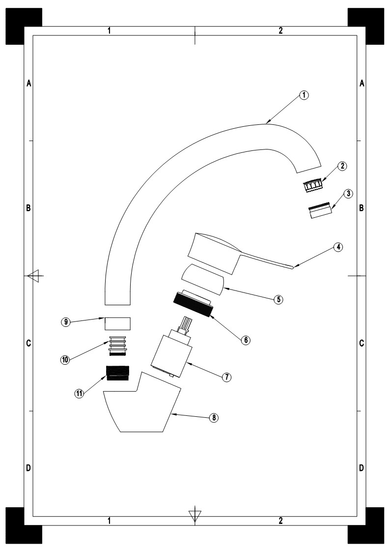 VT11206 sanitary ware single lever deck mounted brass material high quality sink mixer faucet structure·