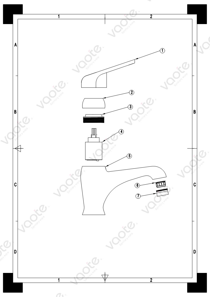 the structure of single lever basin mixer faucet