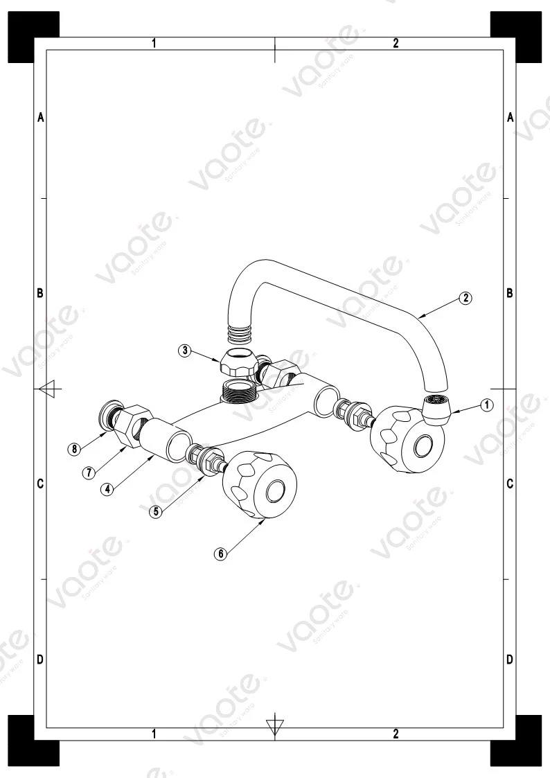 the structure of double handle flexible spout kitchen faucet