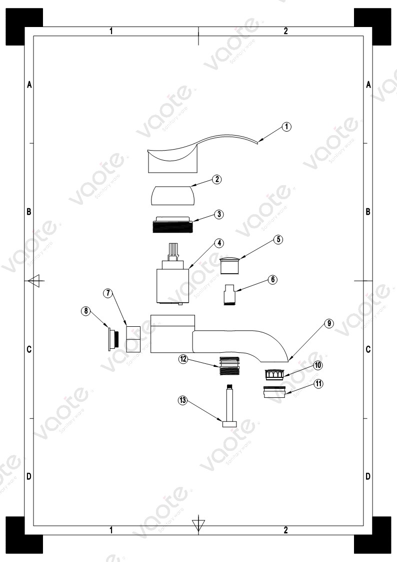 single lever brass body ceramic cartridge bathroom shower mixer taps structure