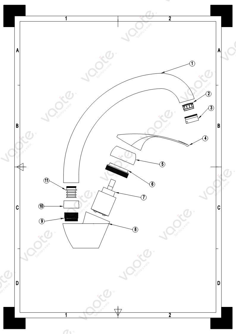 single lever brass material sink mixer faucet structure