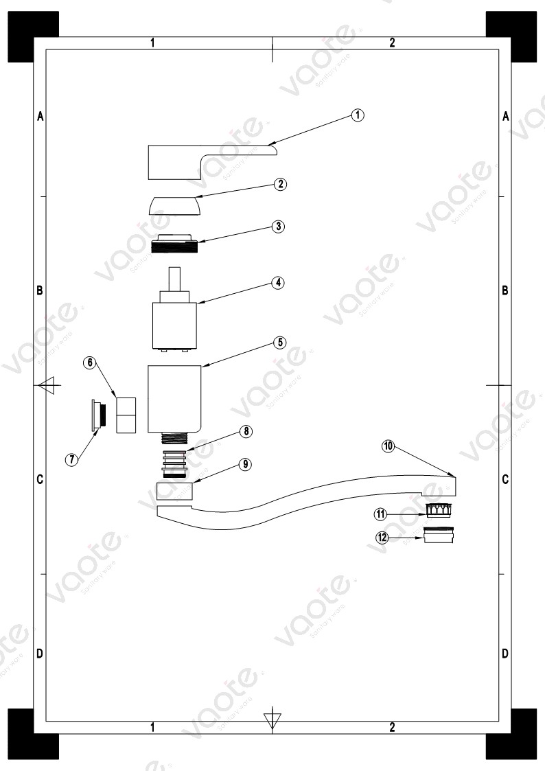 VT14202 kitchen faucet wall mounted mixer Vaote flexible kitchen faucet structure