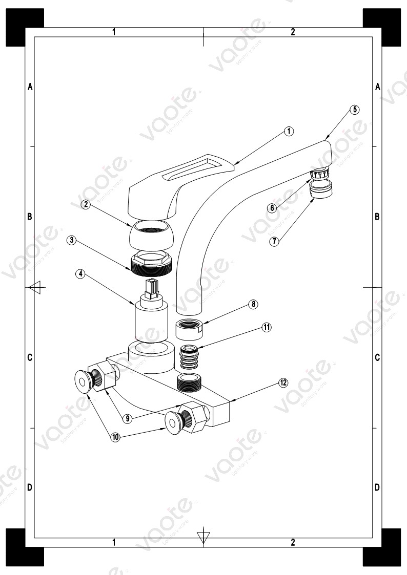 VT11802-1 Vaote modern kitchen taps kitchen faucet mixer brass material sanitary ware fitting structure