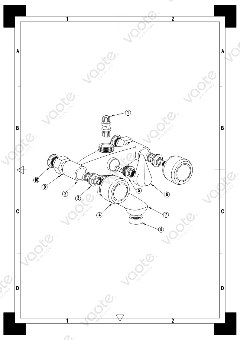 the structure of double handle bathroom faucet