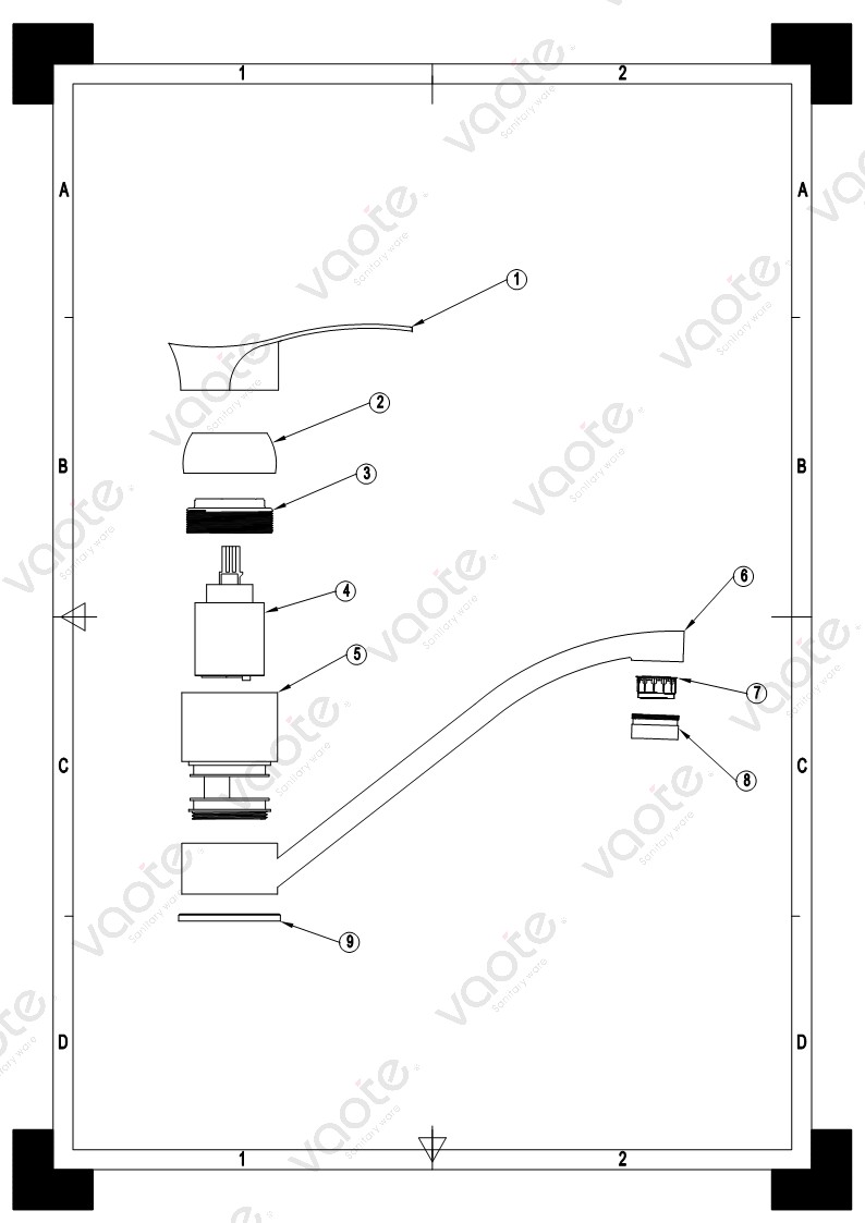 the stucture of single lever sink faucet