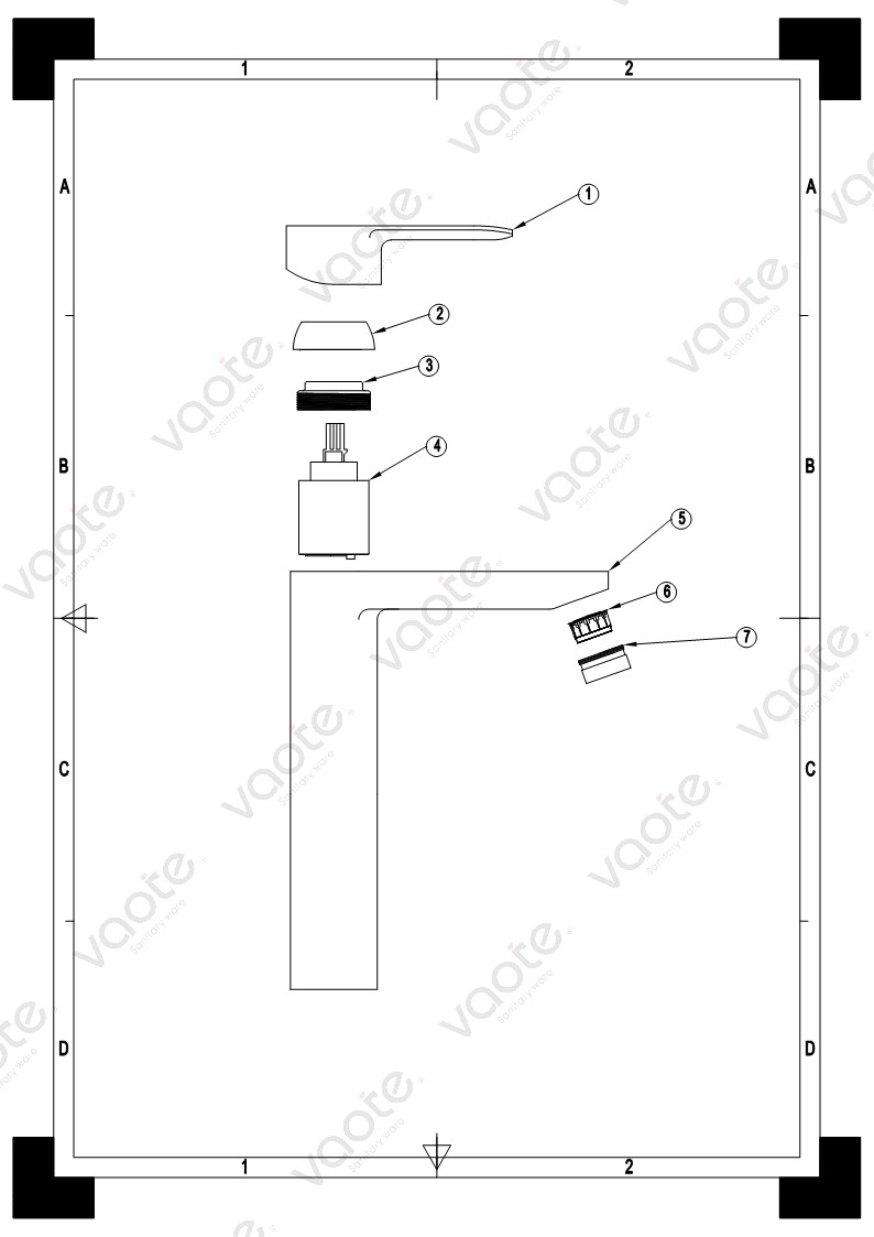 VT17103-1 single lever brass material basin mixer sanitary ware faucet deck mounted structure