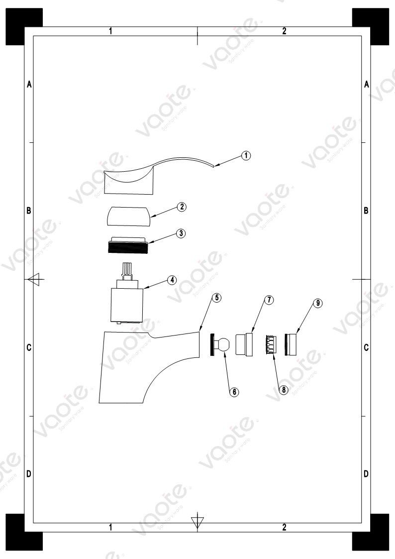 single lever brass body ceramic cartridge bidet mixer structure