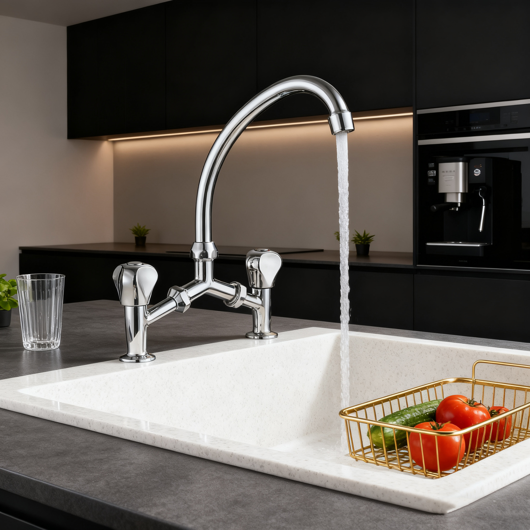 double handle deck mounted faucet