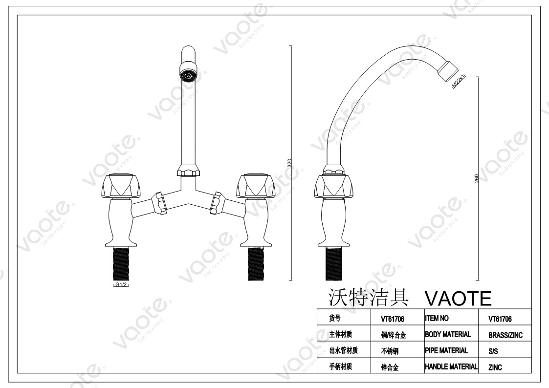 the structure of sink mixer faucet