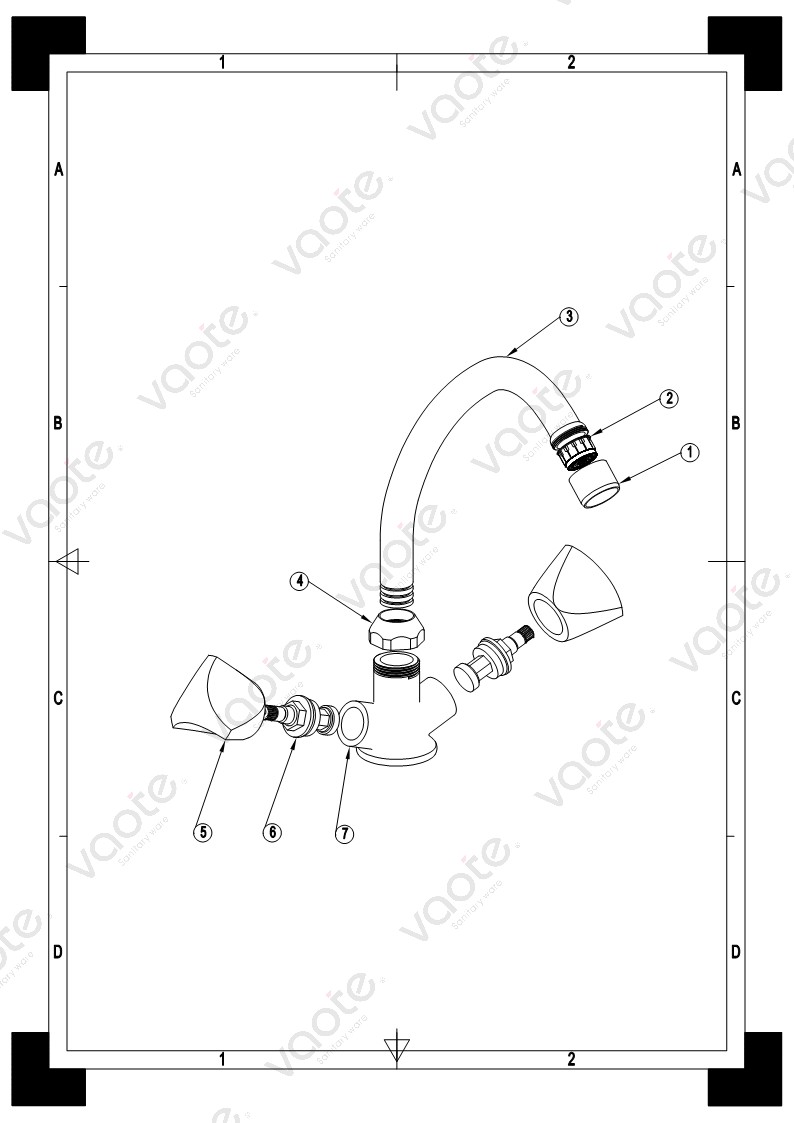 the structure of double handle brass material faucet