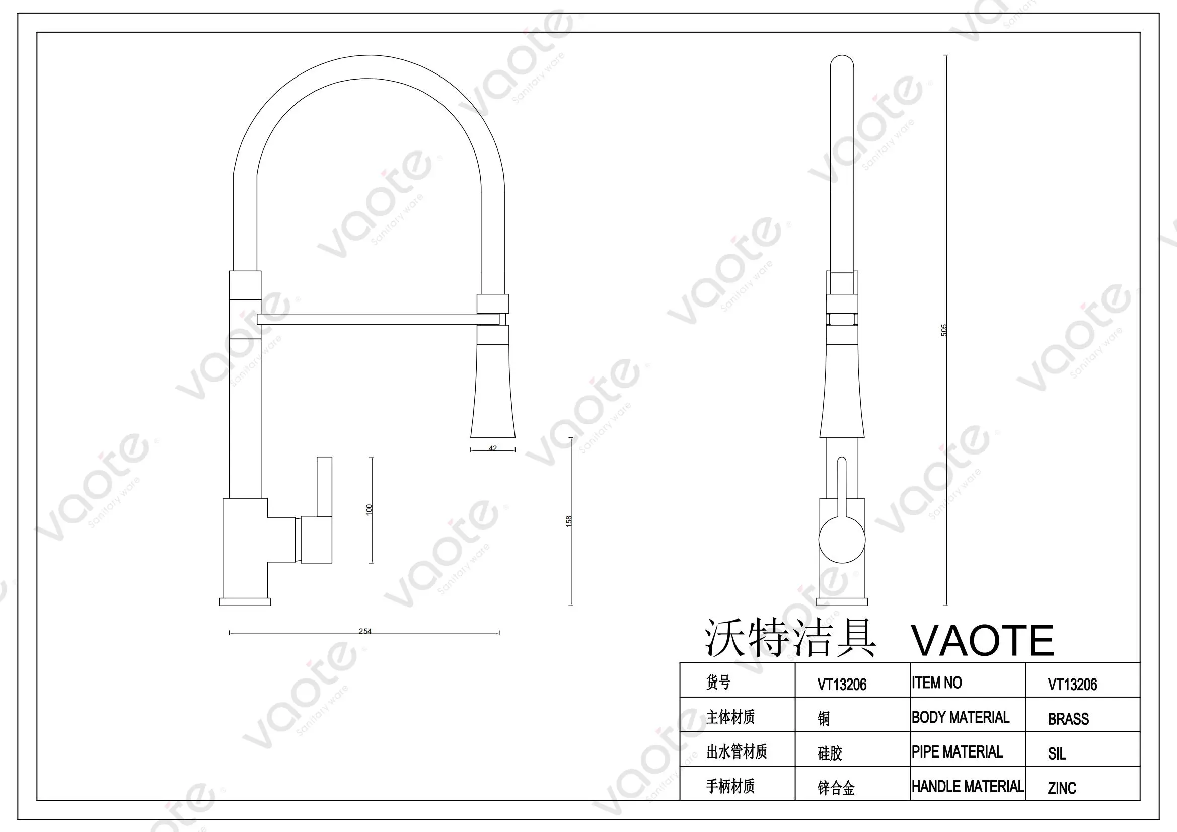 the structure of sanitary ware kitchen mixer