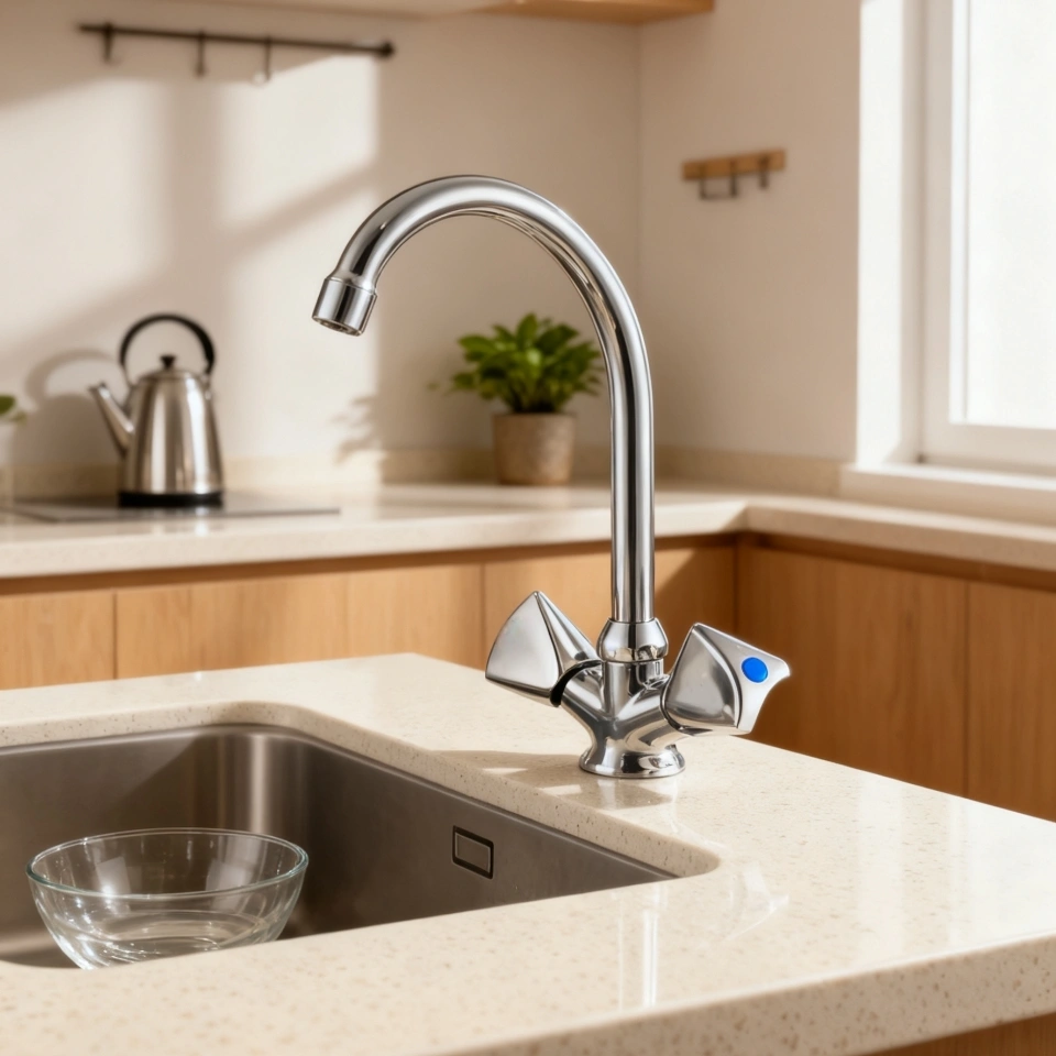 double handle brass material faucet usage