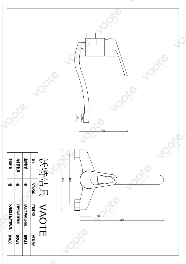 VT12202 Vaote modern kitchen taps kitchen faucet mixer brass material sanitary ware mixer structure