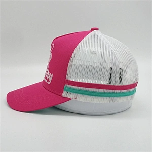 Custom Screen Printed Snapback Hat,Kids Girl Camper Turquois Band Trucker Cap,Child Pink Woven Label Embroider Trucker Hat