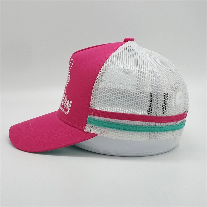 Custom Screen Printed Snapback Hat,Kids Girl Camper Turquois Band Trucker Cap,Child Pink Woven Label Embroider Trucker Hat