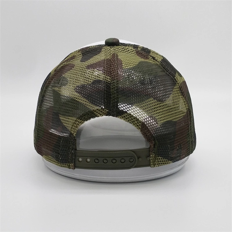 Well Designed Foam 5 Panel Mesh Sponge Embroidery Patch Distressed Worn Out Monogrammed Camo Cap Trucker Hat Cap