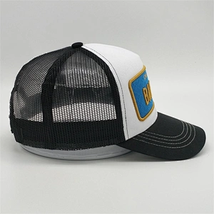 Wholesale Custom 5 Panel 3D Golden Embroidery Patch Foam Mesh fashion sports Trucker Caps Hat