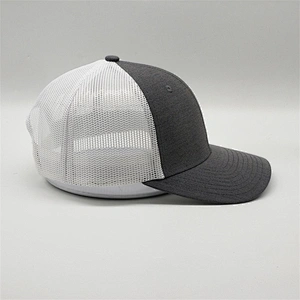 Wholesale Cheap Dry Fit Running Sport Trucker Hats,Plastic Snap Back Trucker Caps ,Gray Embroidery Custom Curve Bill Mesh Hats