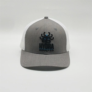 Adult Grey White Mesh Trucker Cap,Plain Customized Made Logo 6 Panel Trucker Hat,Wholesale Cheap Bulk Outdoor Cap