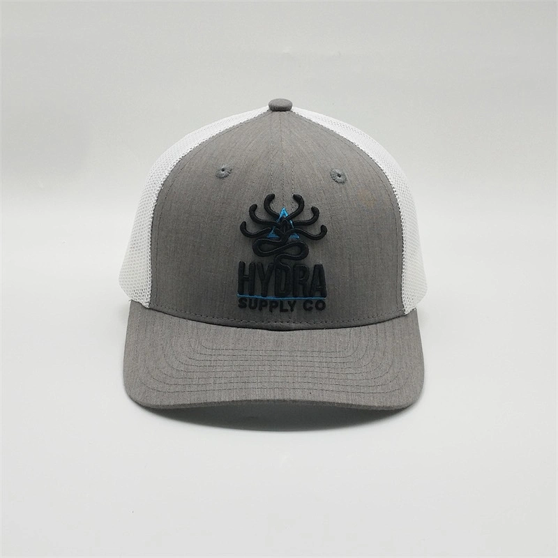 Adult Grey White Mesh Trucker Cap,Plain Customized Made Logo 6 Panel Trucker Hat,Wholesale Cheap Bulk Outdoor Cap