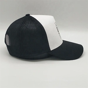 Custom 5 Panel Screen Printed Flat Brim Trucker Hat,White Trucker Cap Black Mesh,Personalized Trucker Caps