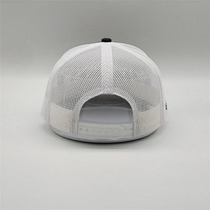 Custom Logo Fabric 6 Panel Snapback Trucker Hats,Embroidery Floral Navy Baseball Mesh Caps,Embroider Flat Blue Trucker Caps