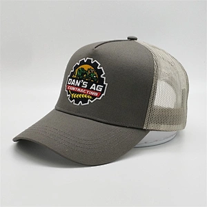 Factory Custom Mesh Back Grey Snap Back Cap Logo Embroidery Trucker Hat With Mesh