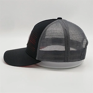 Personalized Custom Made Black Trucker Hats,Design Woven Patch Travel Hats,5 Panels Drak Gray Trucker Caps