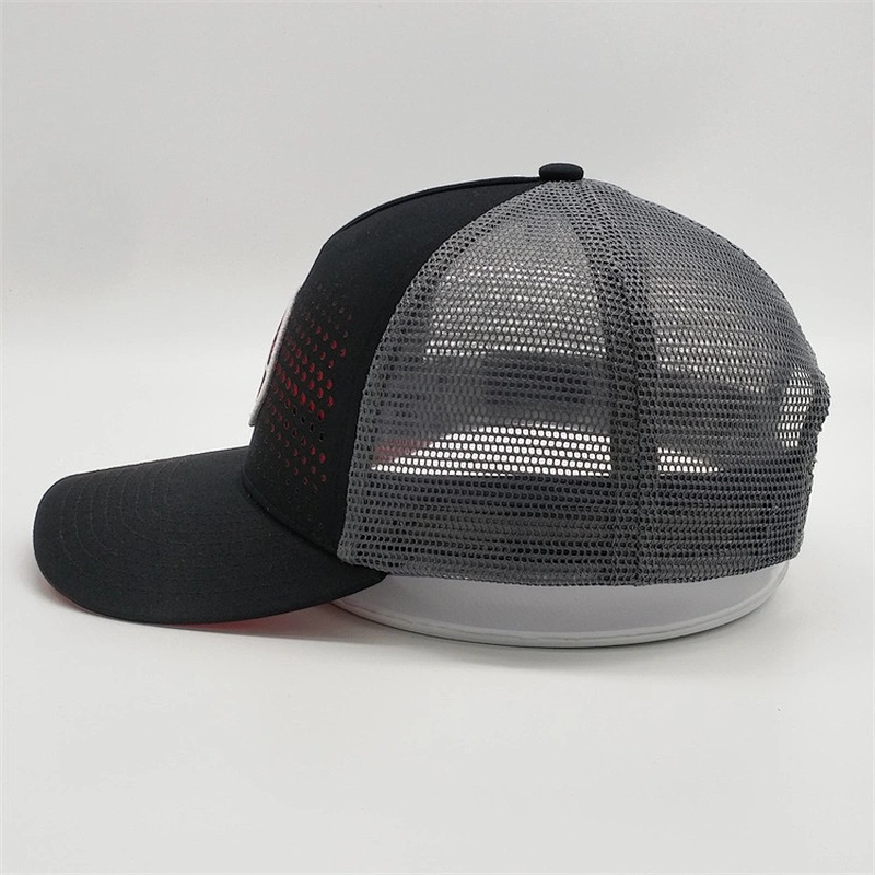 Personalized Custom Made Black Trucker Hats,Design Woven Patch Travel Hats,5 Panels Drak Gray Trucker Caps