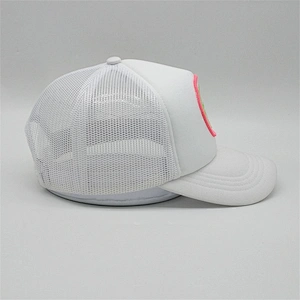 Custom Foam 5 Panel Trucker Hat Multi Color,3d Embroidery Design White Mesh Trucker Cap,Nylon Embroidery Patch Cap