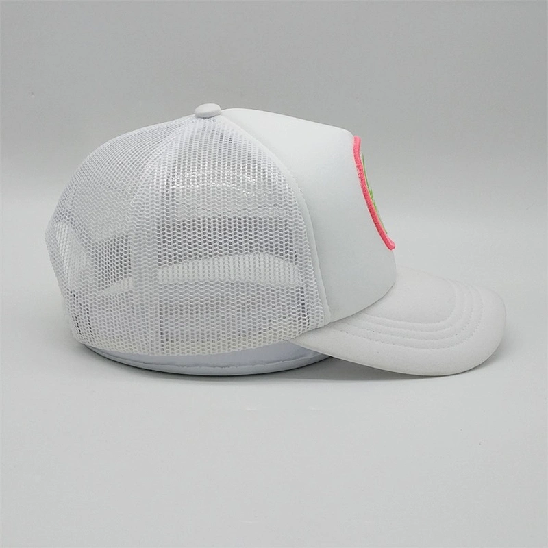 Custom Foam 5 Panel Trucker Hat Multi Color,3d Embroidery Design White Mesh Trucker Cap,Nylon Embroidery Patch Cap