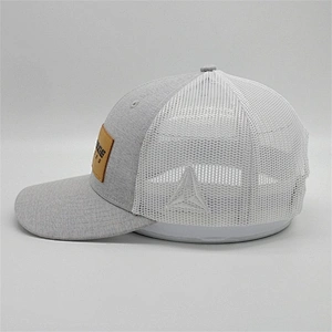 Hats Wholesale Designer Trucker Hats,Slight Gray White Embroidered Truck Hats, Customized Real Leather Trucker Caps