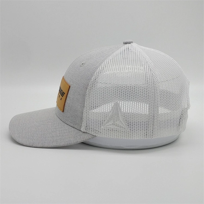 Hats Wholesale Designer Trucker Hats,Slight Gray White Embroidered Truck Hats, Customized Real Leather Trucker Caps