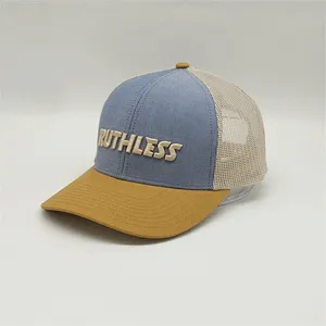 Custom 6 Panel 3D Embroidery Logo Mesh Trucker Hats, Worn-Out Sports Cap Trucker Hats , New Fashion Trucker Baseball Caps