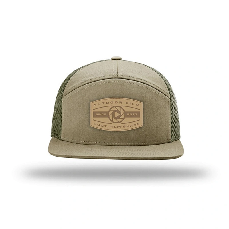 High quality 7 panel Film Hat Green  Mesh Summer Trendy Outdoor Sports Snapback Trucker Hats