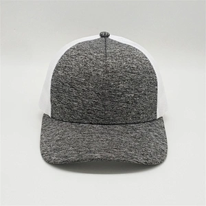 China Factory Design 6 Panel Heather Grey Trucker Hat,Unisex Curved Brim Adjustable Strap Back Hat,Custom Logo Plain Mesh Cap