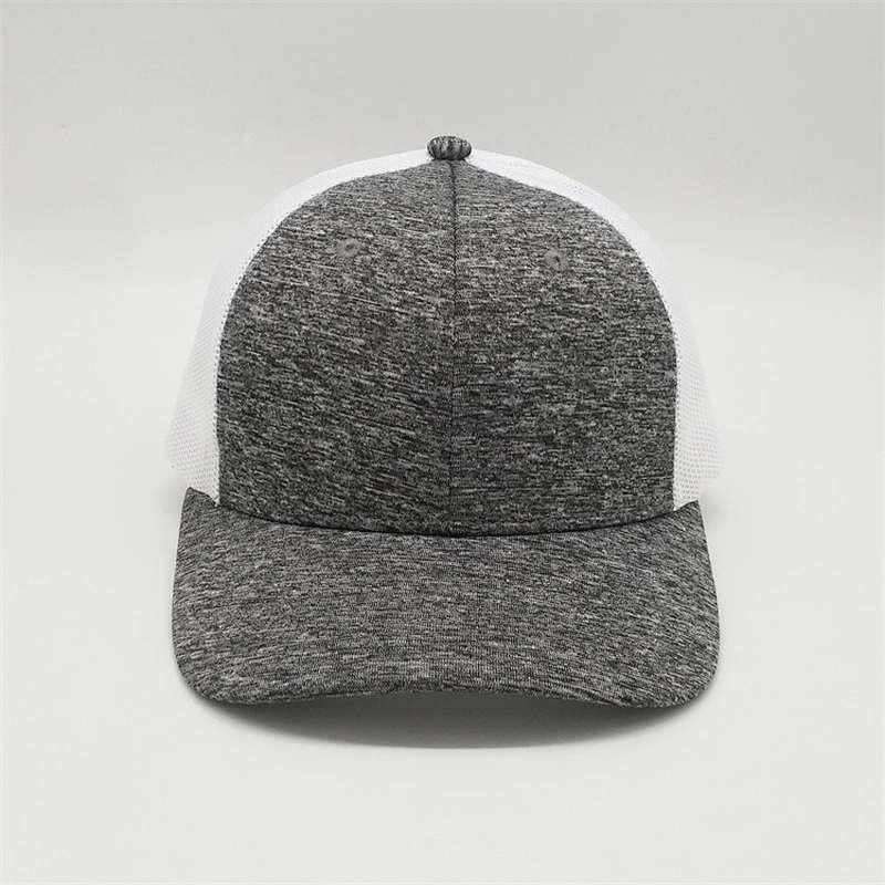 China Factory Design 6 Panel Heather Grey Trucker Hat,Unisex Curved Brim Adjustable Strap Back Hat,Custom Logo Plain Mesh Cap