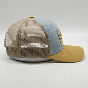 Summer Wholesale Yellow Vintage 3d Mesh Net Fabric Back Caps Logo Embroidered Trucker Hat For Man