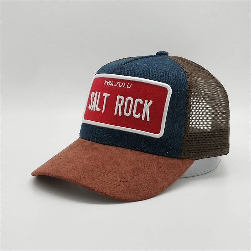 High Profil Custom Snapback Cap Grey Felt Patch Trucker Hat With 3d Raised Embroidery
