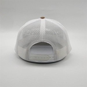 OEM Customised Logo Vintage Snap Back Caps Leather Aplique Cotton Mesh Gorra Trucker Hats With Patch