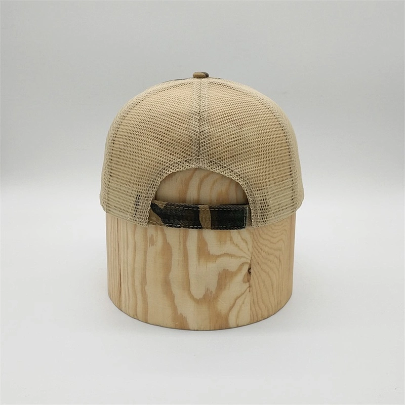 Custom Design Distressed Brim 6 Panel Cheap Mesh Blank Camo Trucker Baseball Cap Hats