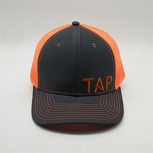 Personalized Custom Mens 6 Panel Embroidery Neon Orange Snapback Caps Mesh Trucker Hat For Sale
