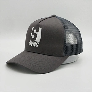 Plain Knitting Fabric Trucker Caps,Nylon Green 3d Embroidery Logo Caps,Customized 5 Panels Light Gray Trucker Hats