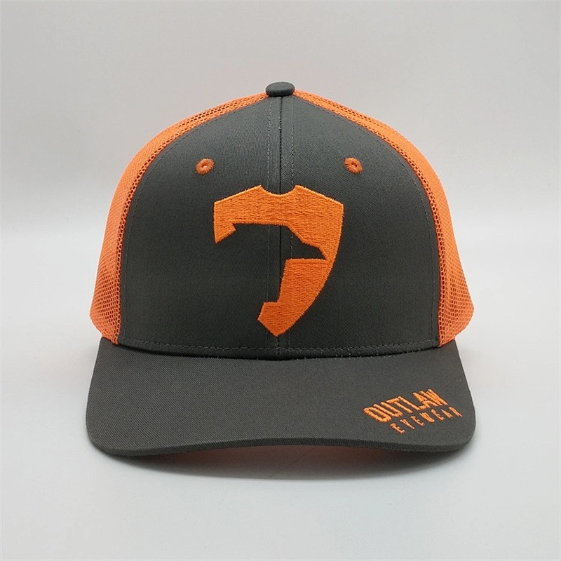 Summer Custom Neon Mesh Baseball Caps,Men Low Crown Profile Trucker Hat,Breathable Orange Grey Trucker Hats